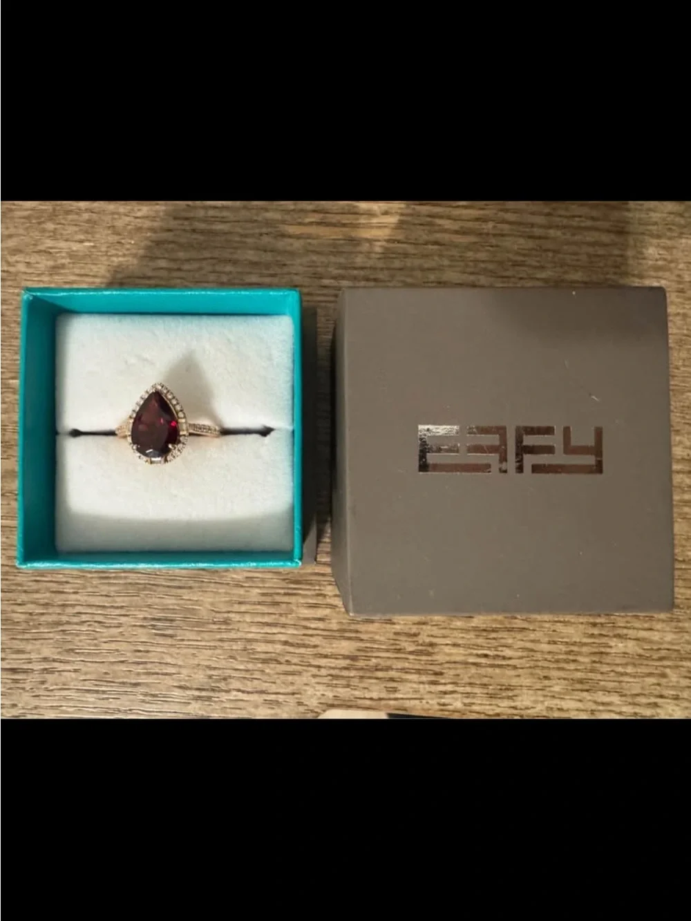 Effy Teardrop Garnet Halo Ring in Deep Red and Gold